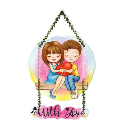 Artvibes Cute Couple Wall Hanging For Home Decor | Couple Gifts | Items for Girlfriend Boyfriend Husband Wife | Living Room Decoration | Art Piece for Bedroom (WH_8303N)