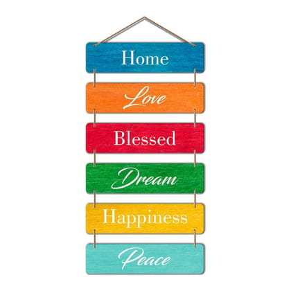 Artvibes Decorative Wall Hanging Wooden Art Decoration item for Living Room | Bedroom | Home Decor | Gifts | Quotes Decor Painting | Wall Art For Hall | Mdf Wall Decoration,Set of 6(WH_3203NN)