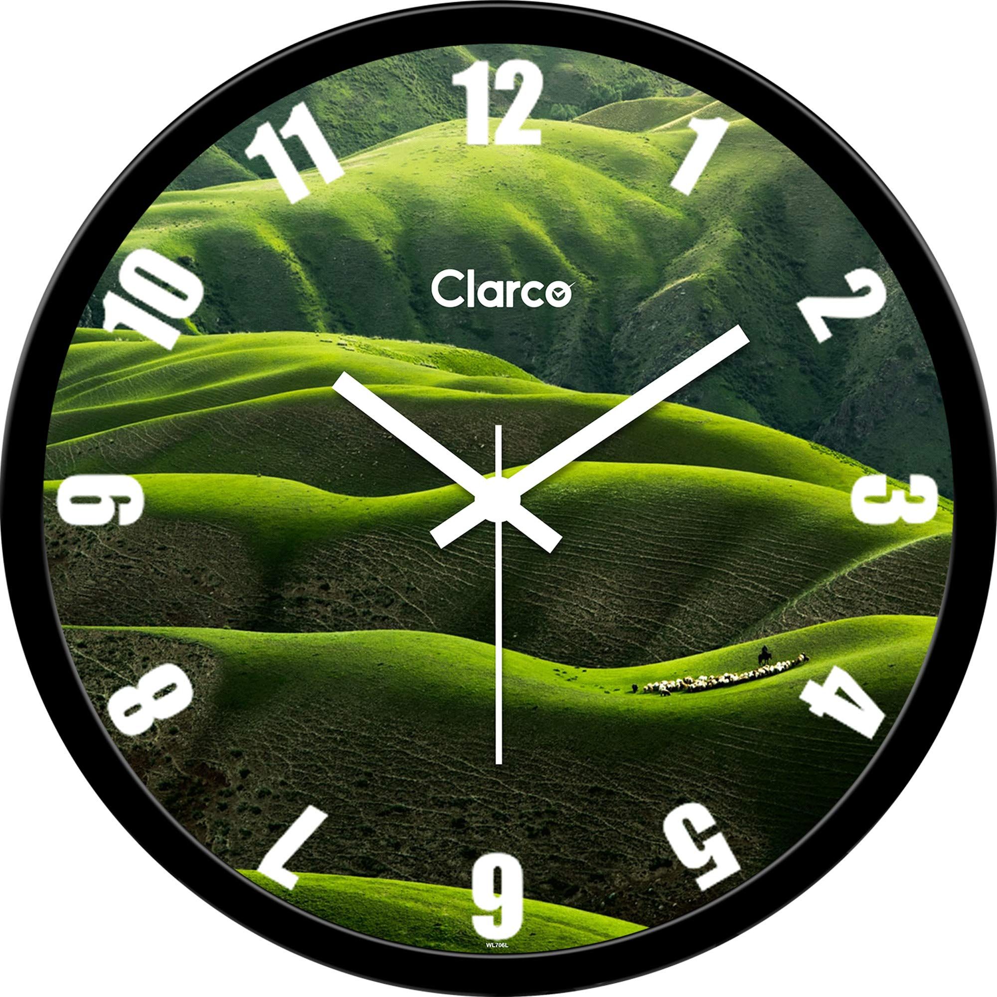 Clarco Brand Big Size Designer Analogue Round Plastic Wall Clock with Glass for Home/Living Room/Bedroom/Kitchen/Office (12 x 12 Inch / 30 x 30 cm)(Clock-706-50)