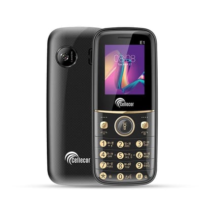 CELLECOR E1 Dual Sim Feature Phone 1000 mAH Battery with Torch Light, Wireless FM and Rear Camera (1.8" Display)