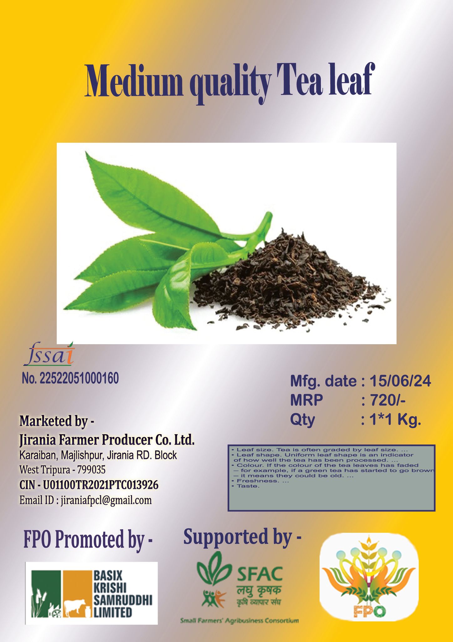 Medium Quality Tea Leaf