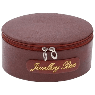 LEATHERMAN GENUINE LEATHER BROWN OVAL SHAPE JEWELLERY BOX  WITH MIRROR-1309