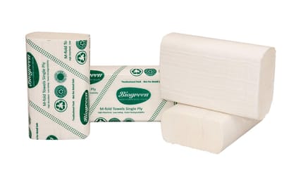 Biogreen M Fold Tissue Paper Towel | Pack of 8 | Sheet Size 21cm X 21cm 125 Sheet/Pkt 35 GSM Paper | 1200 Sheets High Absorbent Mulitpurpose TIssue Paper/Tissue Towel unbleached paper