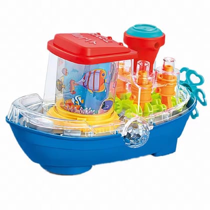 KTRS ENTERPRISE Universal Transparent Gear Boat With Music And Light Rotating Cruise Ship Kids Toy