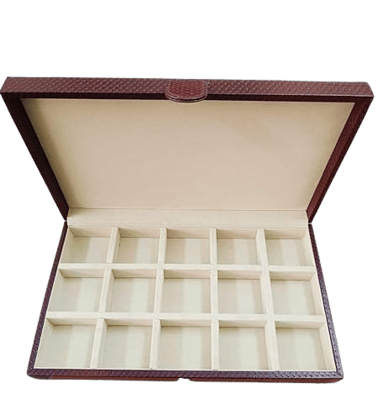 LEATHERMAN GENUINE LEATHER BROWN CUFFLINK BOX-1325A_Br