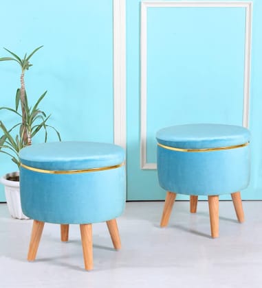 ShadowKart Pouffes Sitting Stool for Living Room, Mudda Puffy Wooden Ottoman Stools, Pouffe Footstool, Pouf for Office Home Decoration & Dressing Table, 16x16x18 Inch Combo