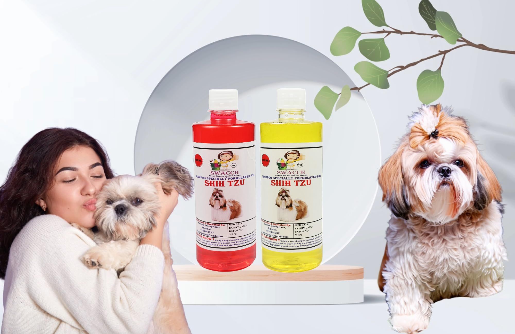 SWACCH Shampoo Specially FORMULATED for Shih TZU (500ML) (Combo Pack of 2) Jasmine & Lemon