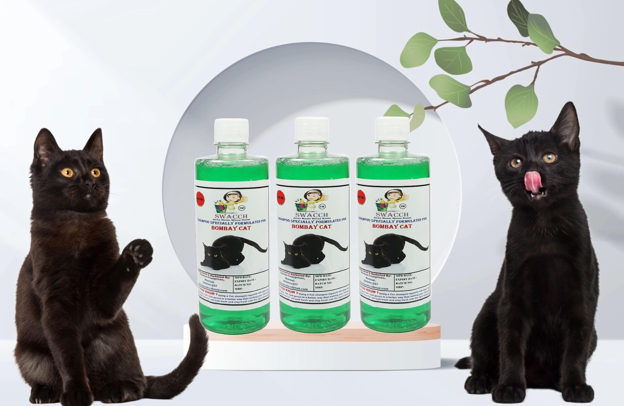 SWACCH Shampoo Specially FORMULATED for Bombay CAT (500ML) (Combo Pack of 3) NEEM ALOVERA