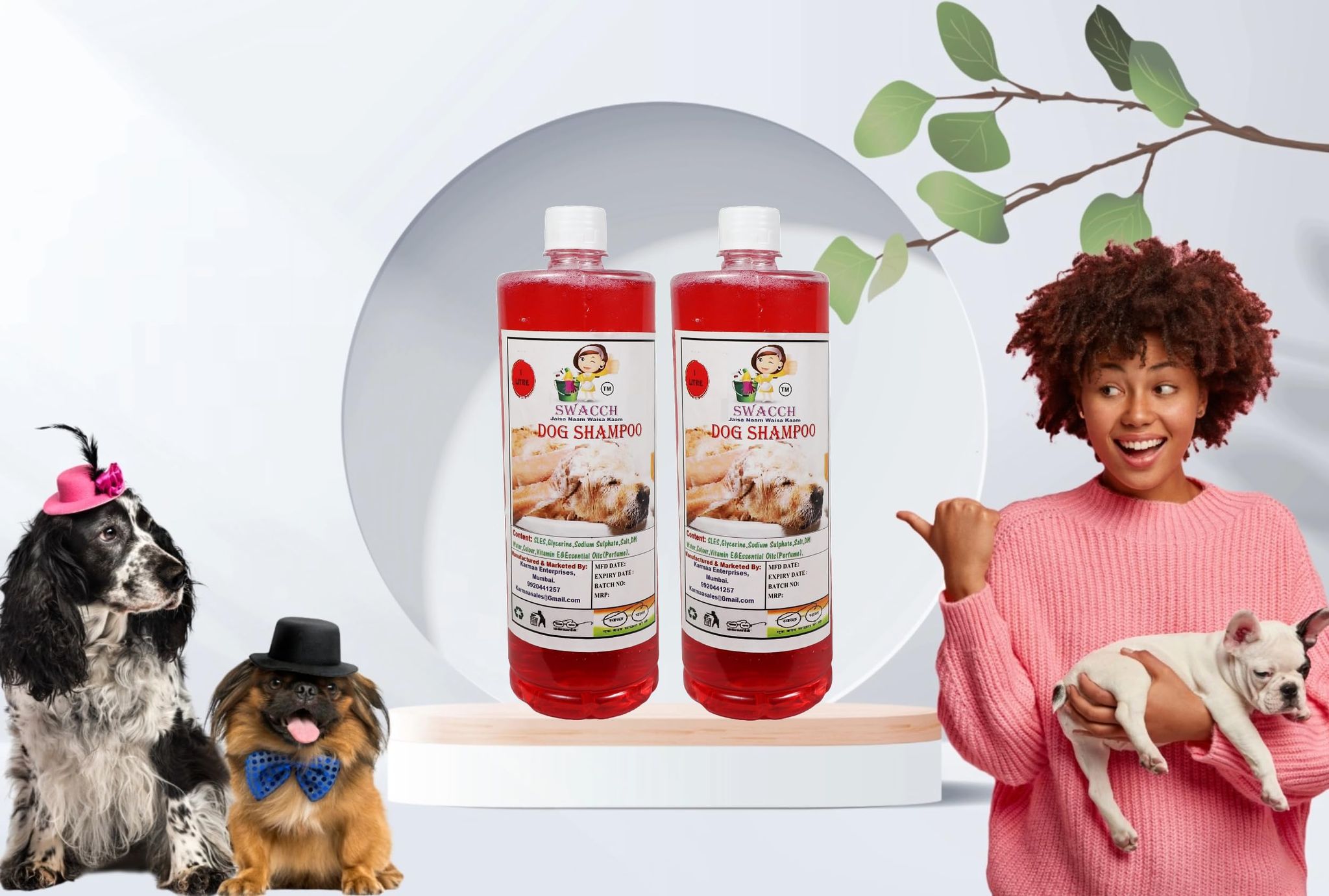 SWACCH Dog Shampoo (1 Litre) (Combo Pack of 2) Strawberry