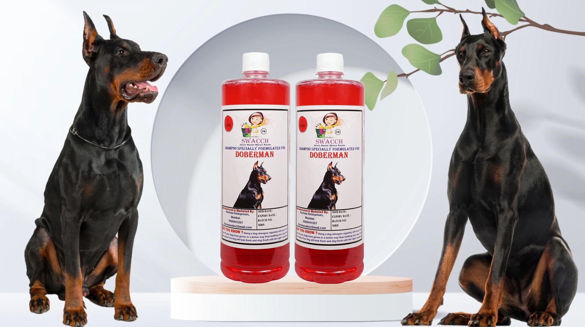 Swacch Shampoo Specially Formulated for Doberman (1 Litre) (Combo Pack of 2) Jasmine