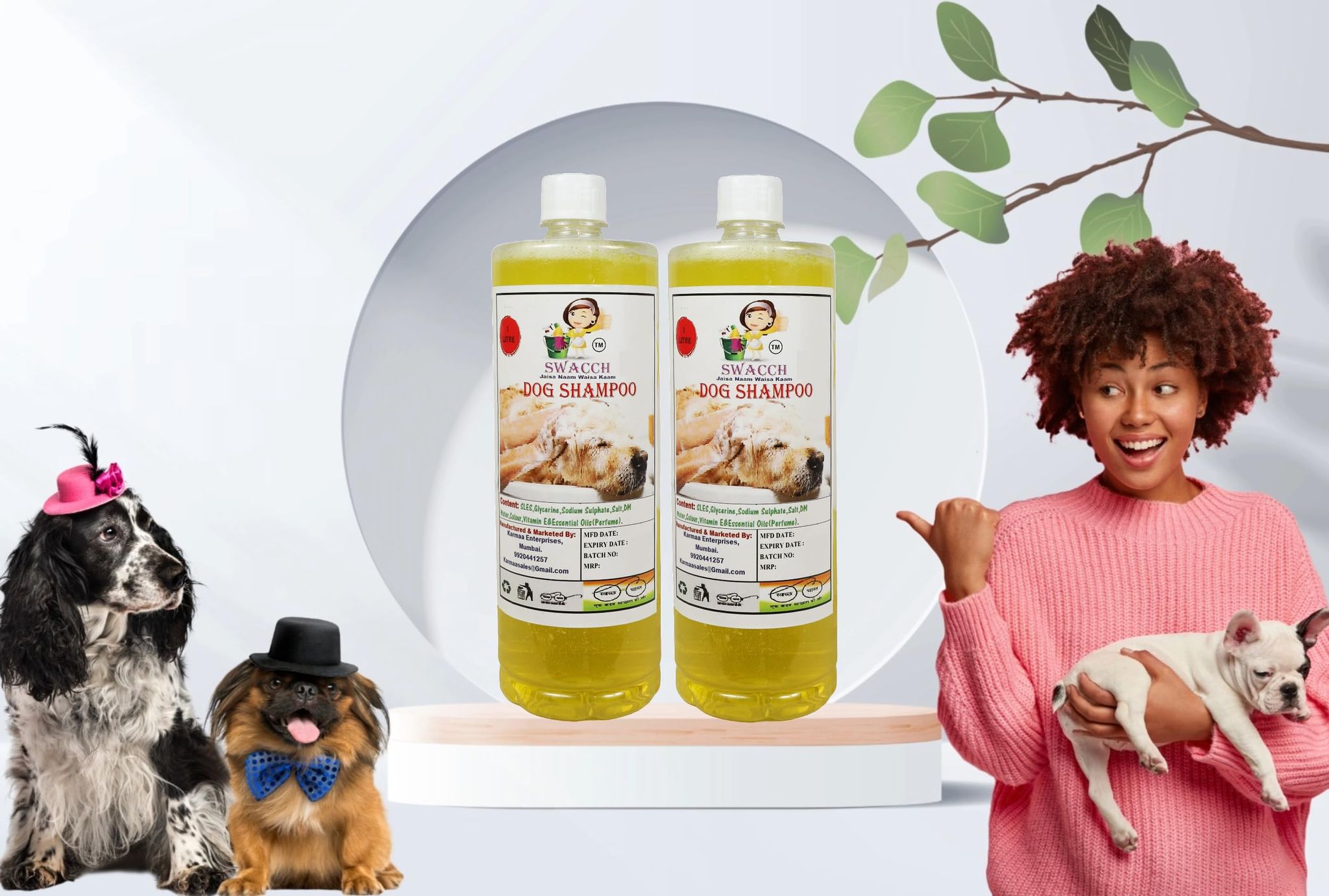 SWACCH Dog Shampoo (1 Litre) (Combo Pack of 2) Lemon