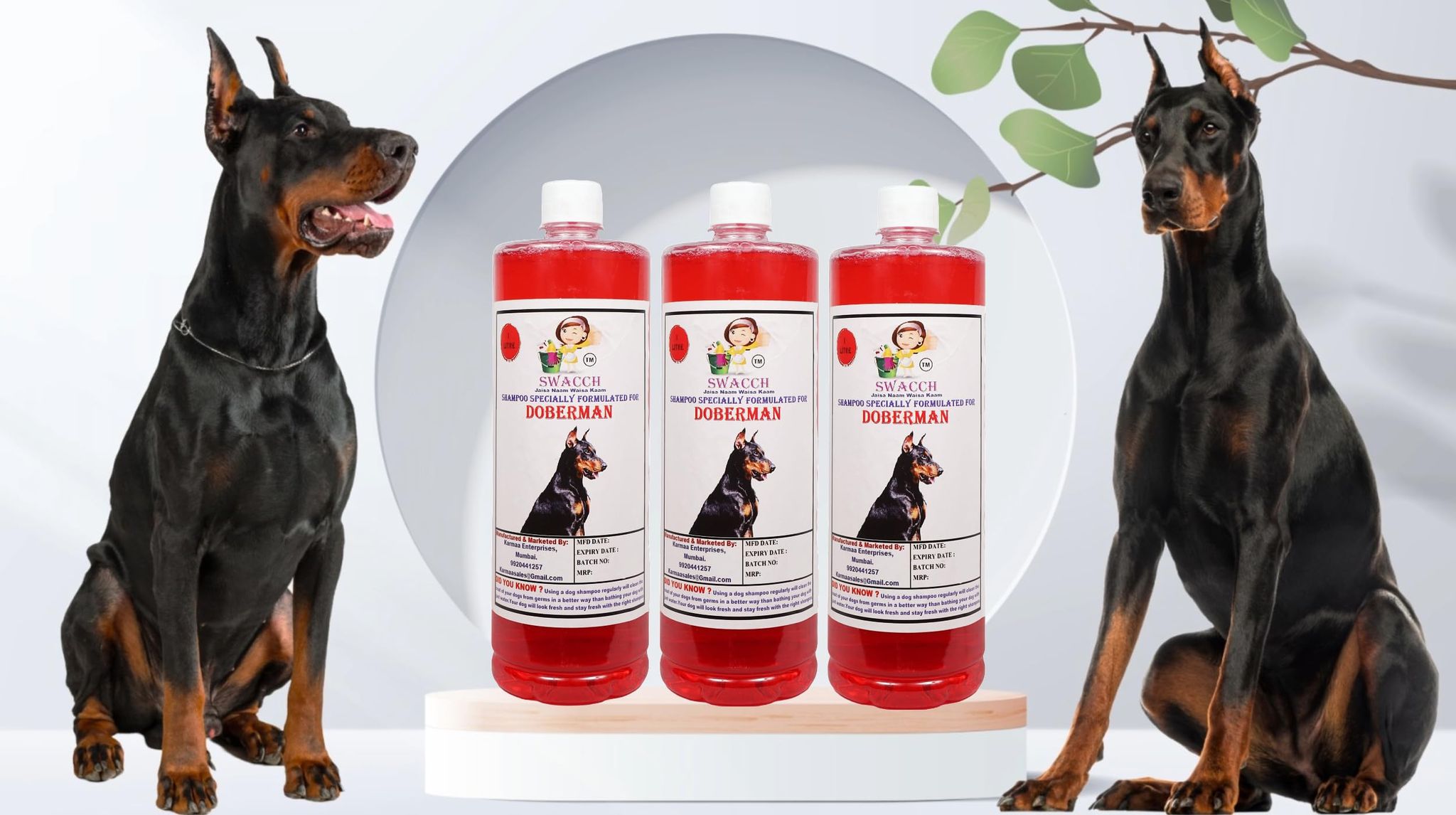 Swacch Shampoo Specially Formulated for Doberman (1 Litre) (Pack of 3) Strawberry