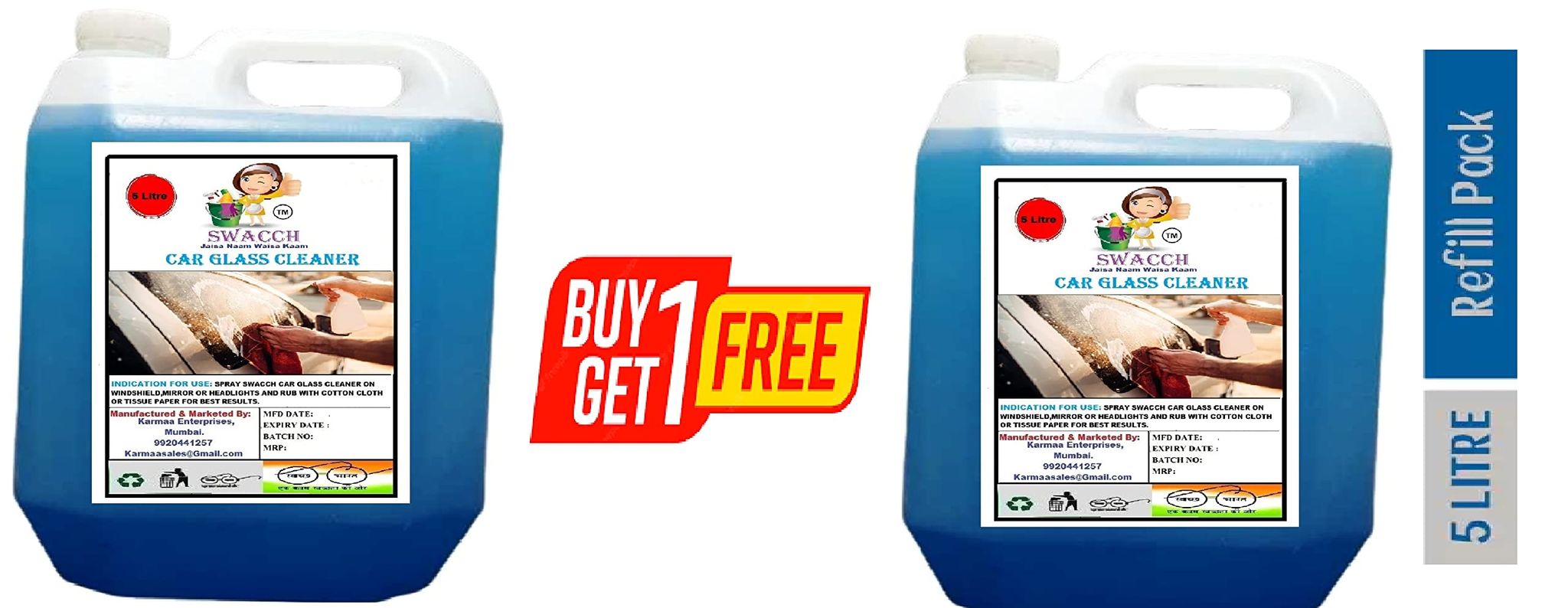 BUY 1 GET 1 FREE CAR GLASS CLEANER (5 Litre) (Pack of 2)