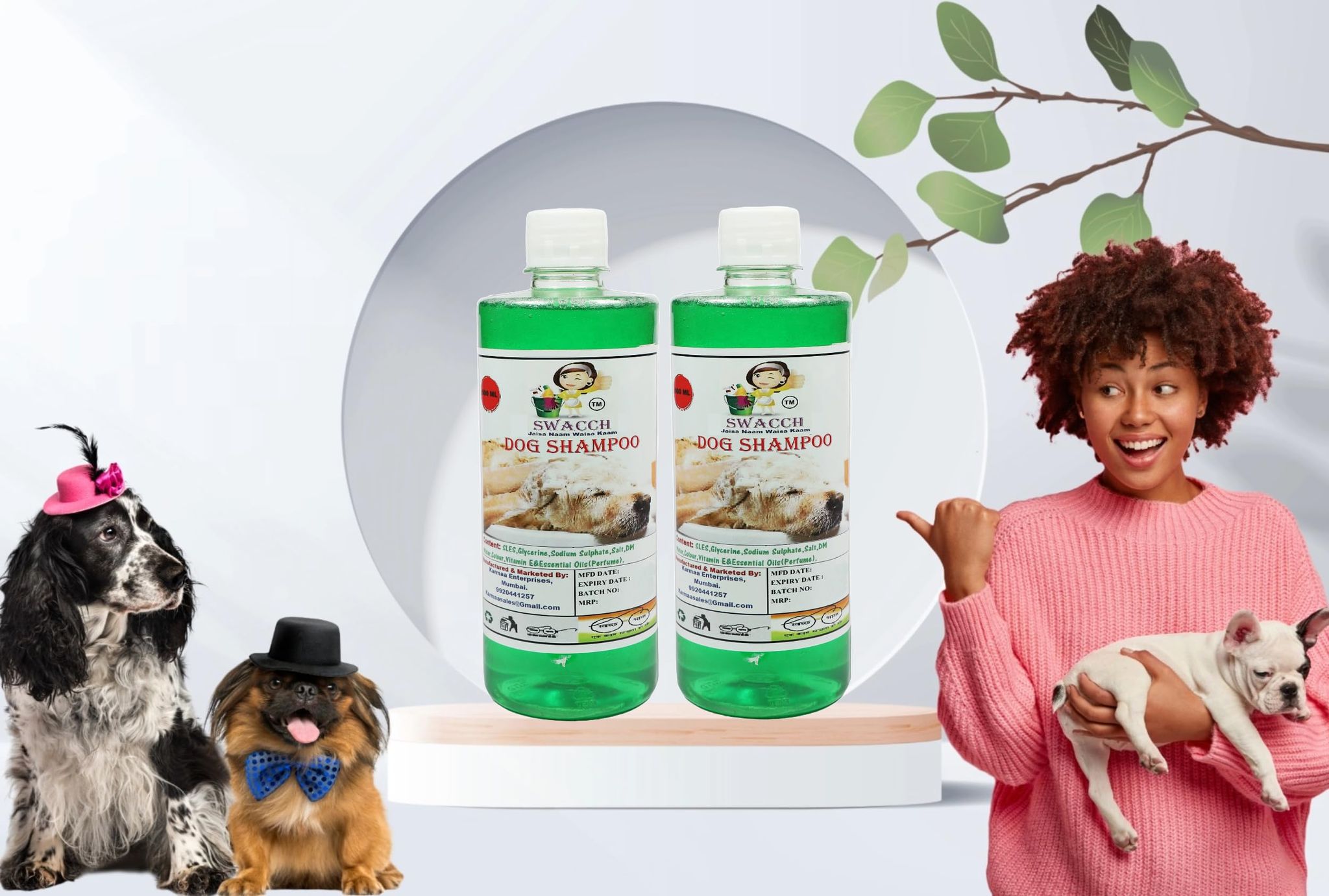 SWACCH Dog Shampoo (500ML) (Combo Pack of 2) Neem Alovera