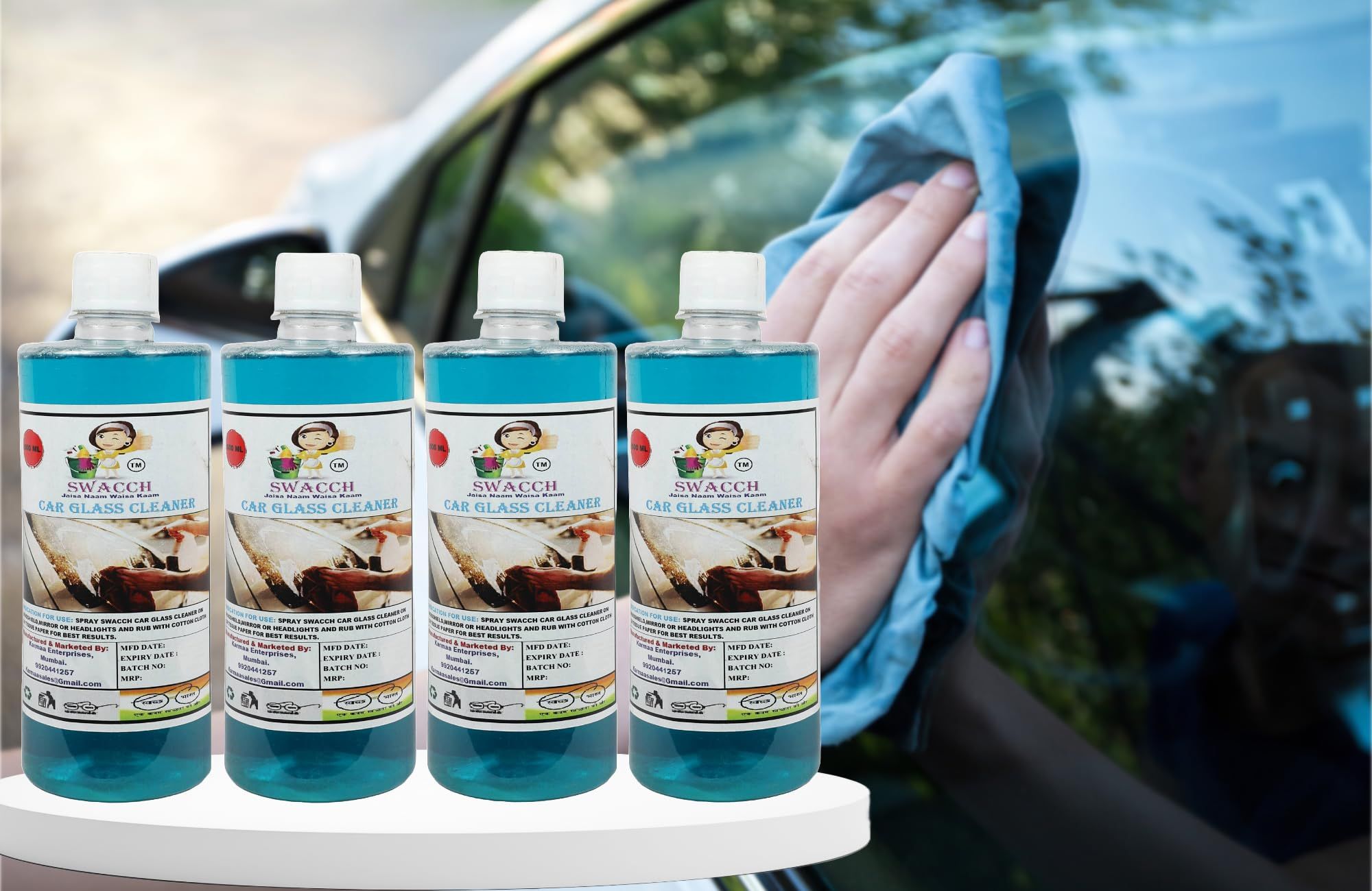 Swacch CAR GLASS CLEANER (500ml) (Pack of 4)