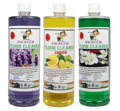 Swacch Floor Cleaner (1 Litre) (Combo Pack of 3) Lavender, Lemon & Jasmine