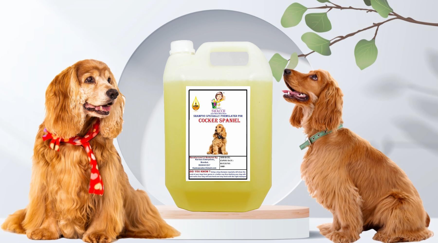 SWACCH Shampoo Specially FORMULATED for Cocker Spaniel (5 Litre) Lemon