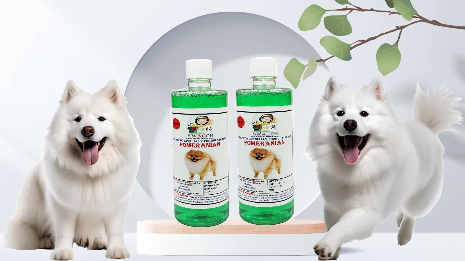 Swacch Shampoo Specially Formulated for Pomeranian (500ML) (Combo Pack of 2) Neem Alovera