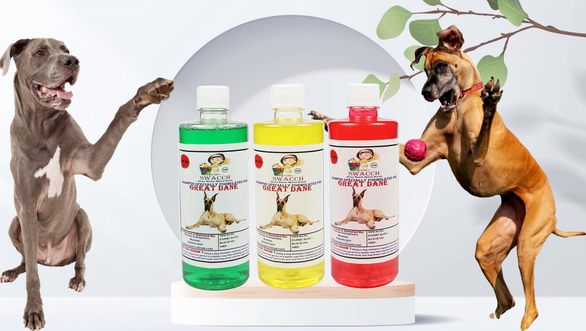 Swacch Shampoo Specially Formulated for Great DANE (500ML) (Combo Pack of 3) Neem Alovera, Lemon & Jasmine