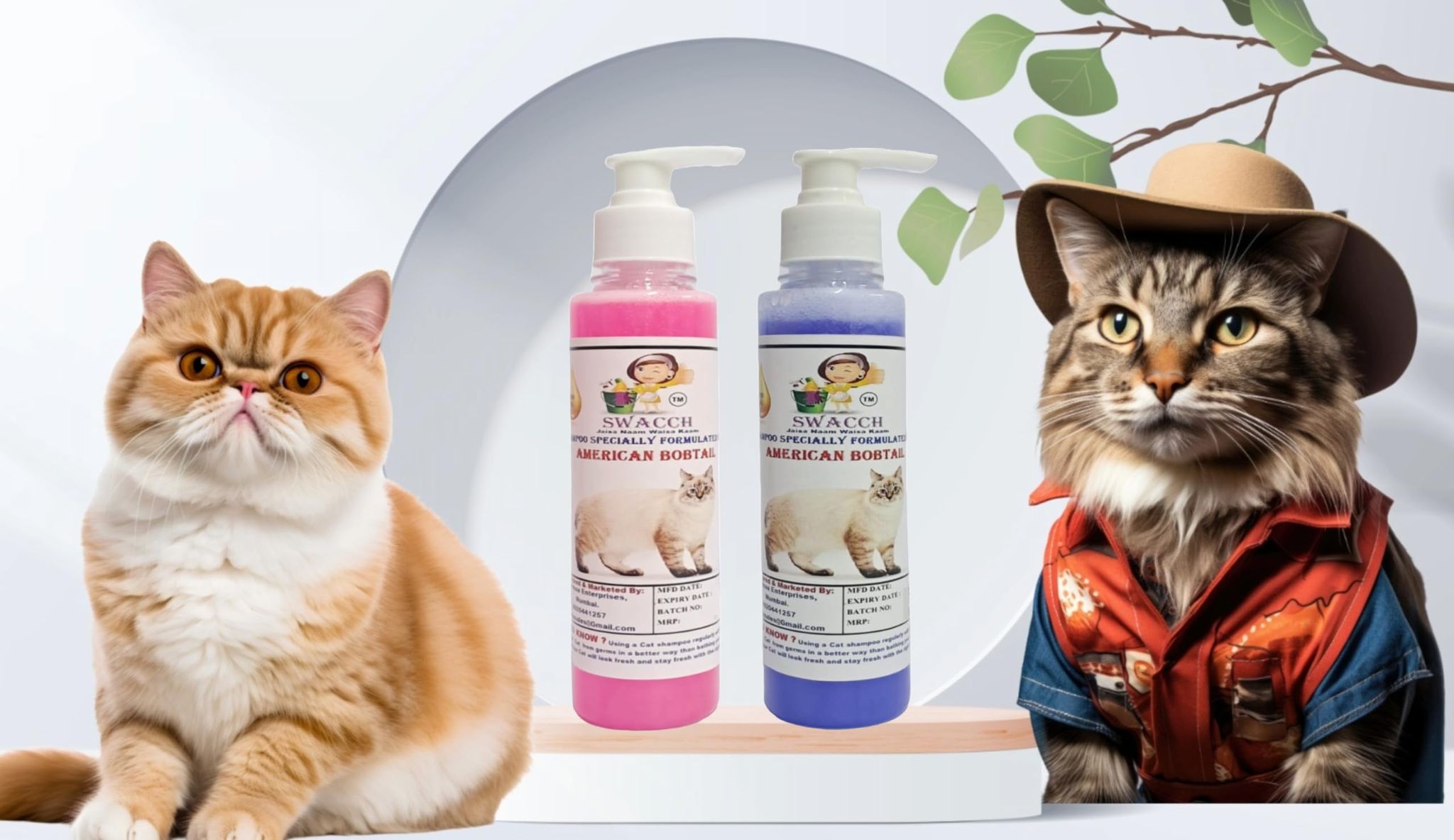 SWACCH Premium Shampoo for American Bobtail (200ML) (Combo Pack of 2) Rose & Lavender