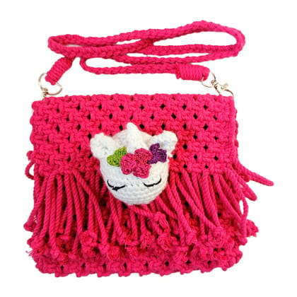 Girls Fancy Hot Pink Sling Bag