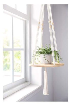 Art Tales Macrame Round Wall Hanging Shelf