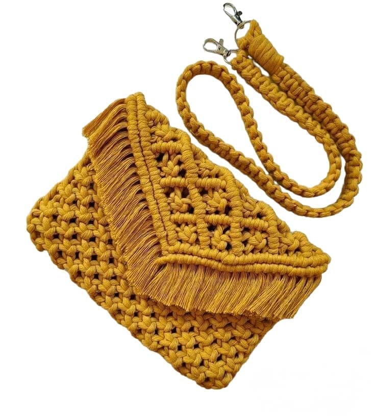 Art Tales Macrame Mustard Colour Handmade Sling Bag