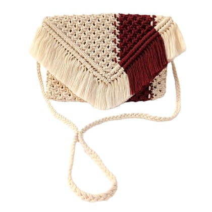 Cream and Maroon Shoulder Sling Handbag for Women