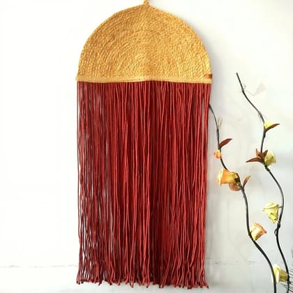 Macrame Indoor Wall Hanging Chic Decor Jute Floating Boho Dowel Hand Woven Bohemian Decor for Apartment Dorm Bedroom Living Room Nursery Jute and Brick 37 x 17 Inch