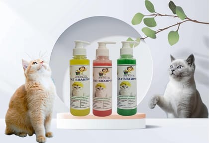 SWACCH Premium Shampoo for CAT Shampoo (200ML) (Pack of 3) Lemon, Strawberry & NEEM ALOVERA