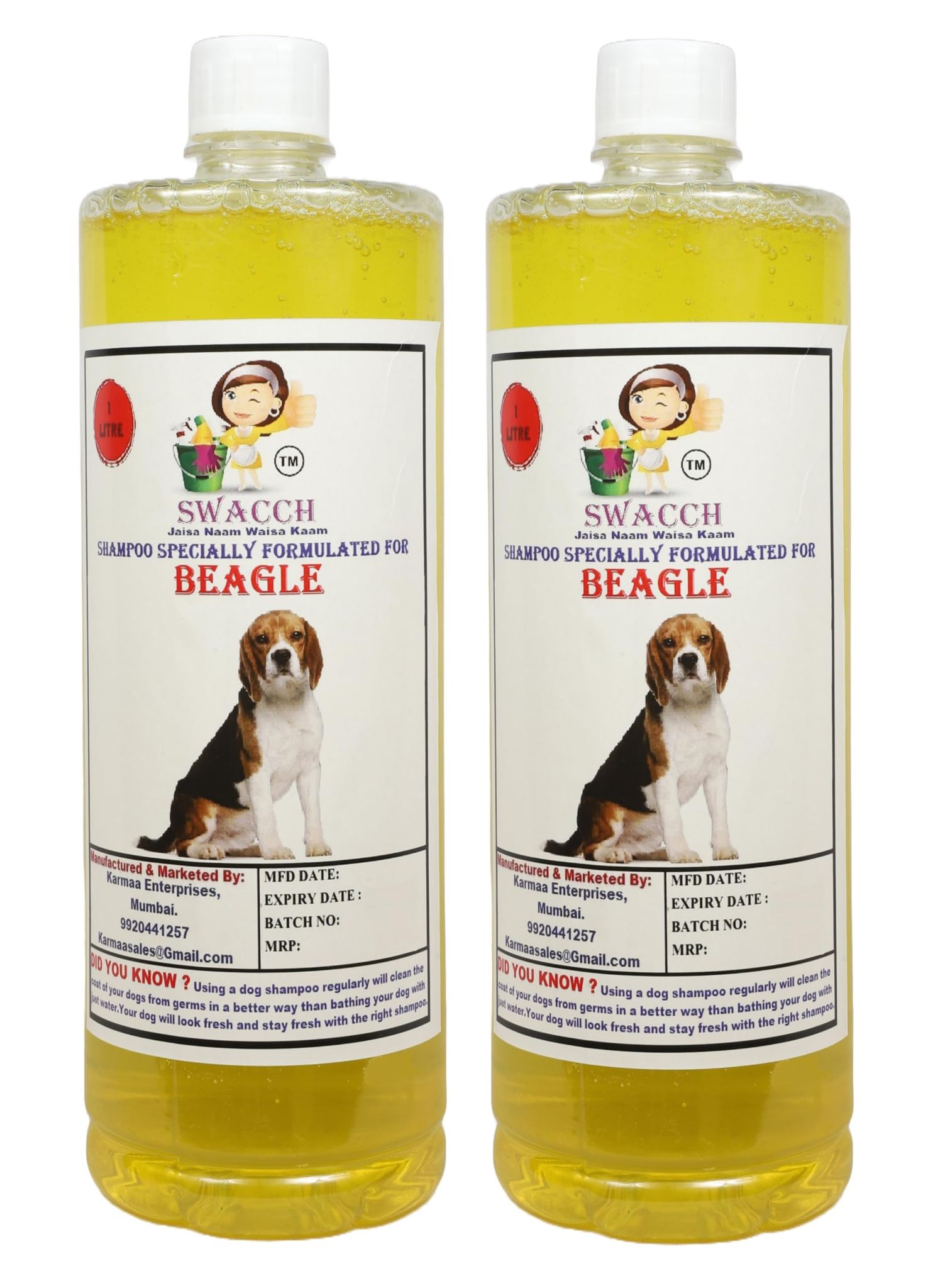 Swacch Shampoo Specially Formulated for Beagle (1 Litre) (Combo Pack of 2) Lemon