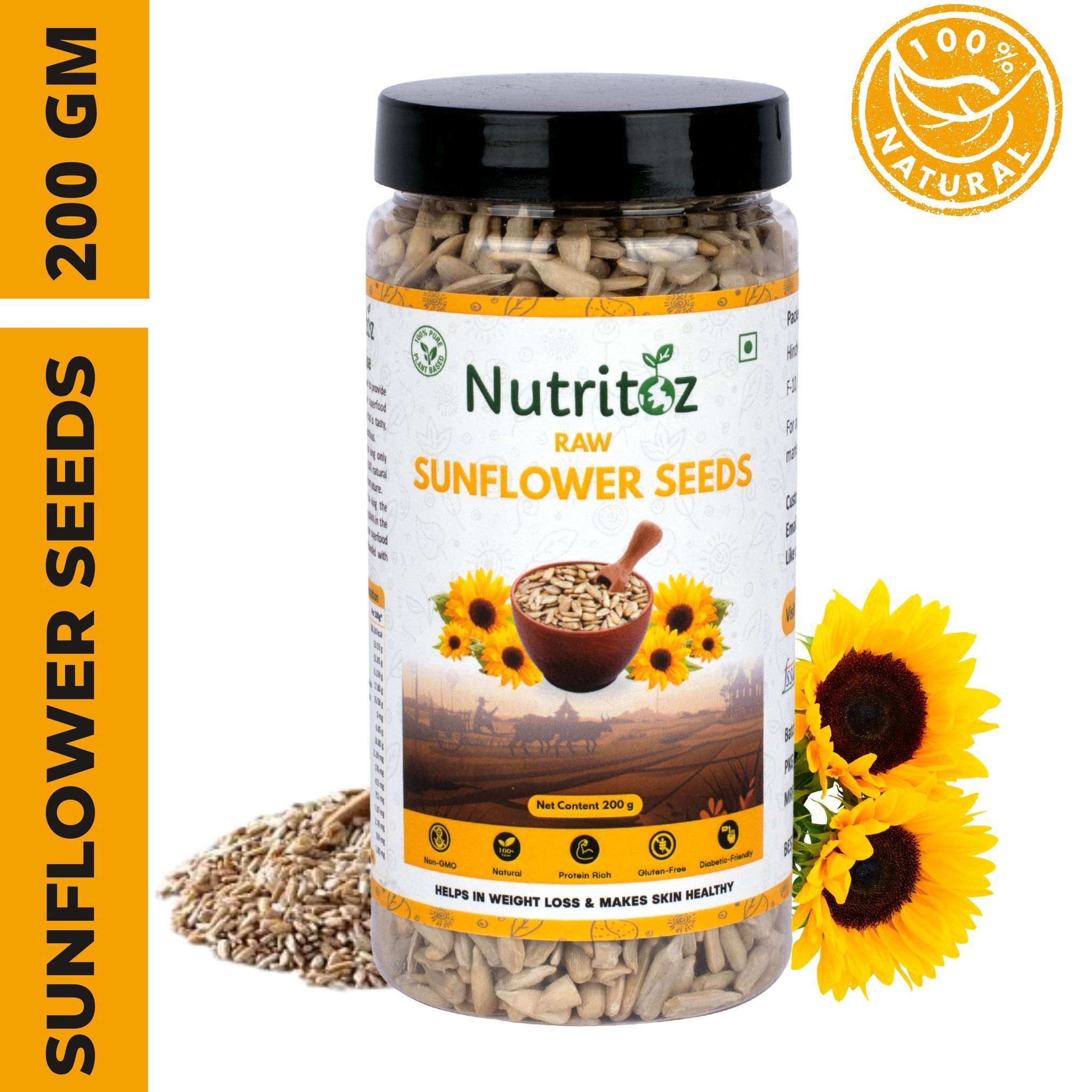 Nutritoz Raw Sunflower Seeds for Eating, Rich in Proteins, Fiber, Calcium, Magnesium and Zinc with many other Health Benefits