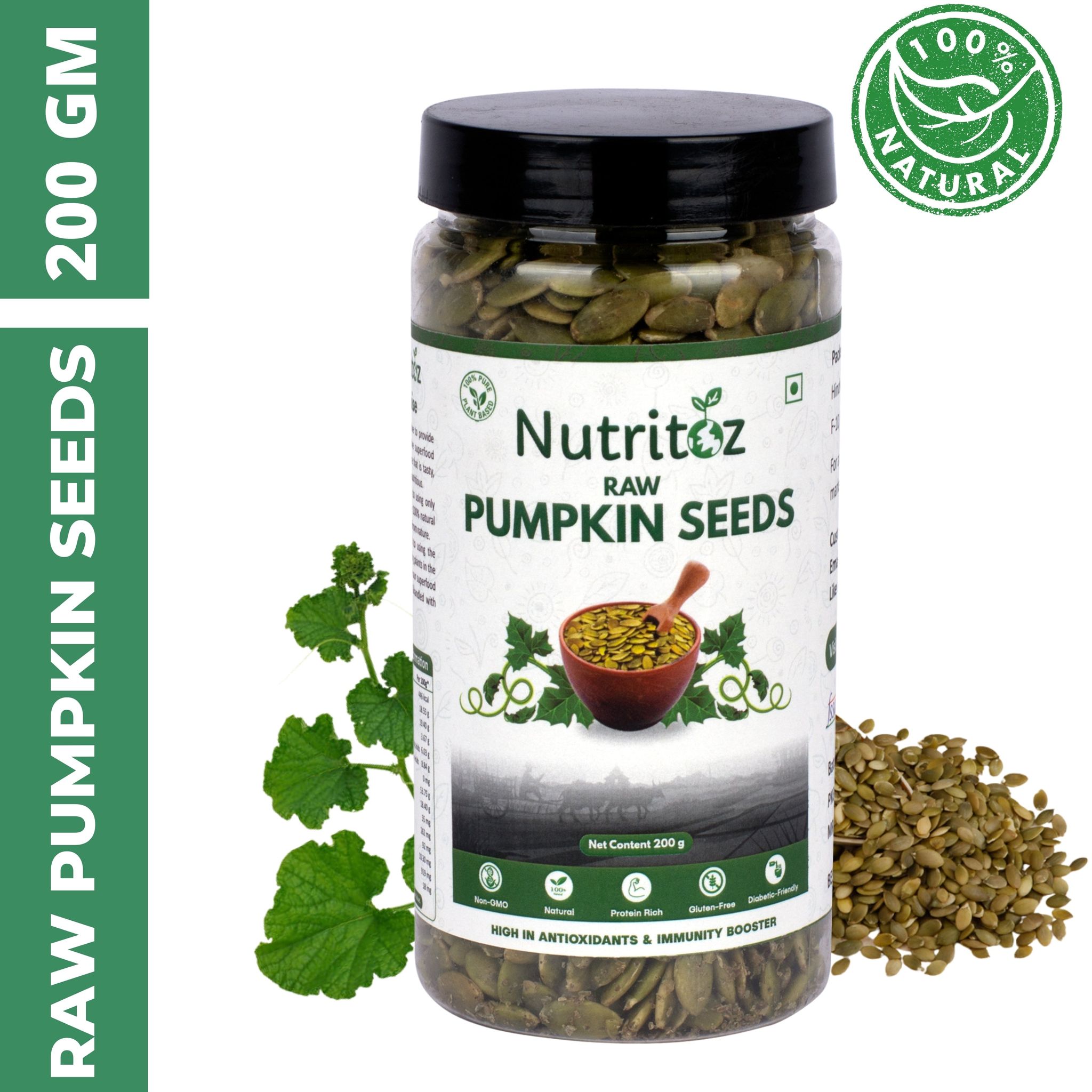 Nutritoz Raw Pumpkin Seeds for Eating, Loaded with Protein, Fiber and Zinc Rich Superfood for Boost Immunity