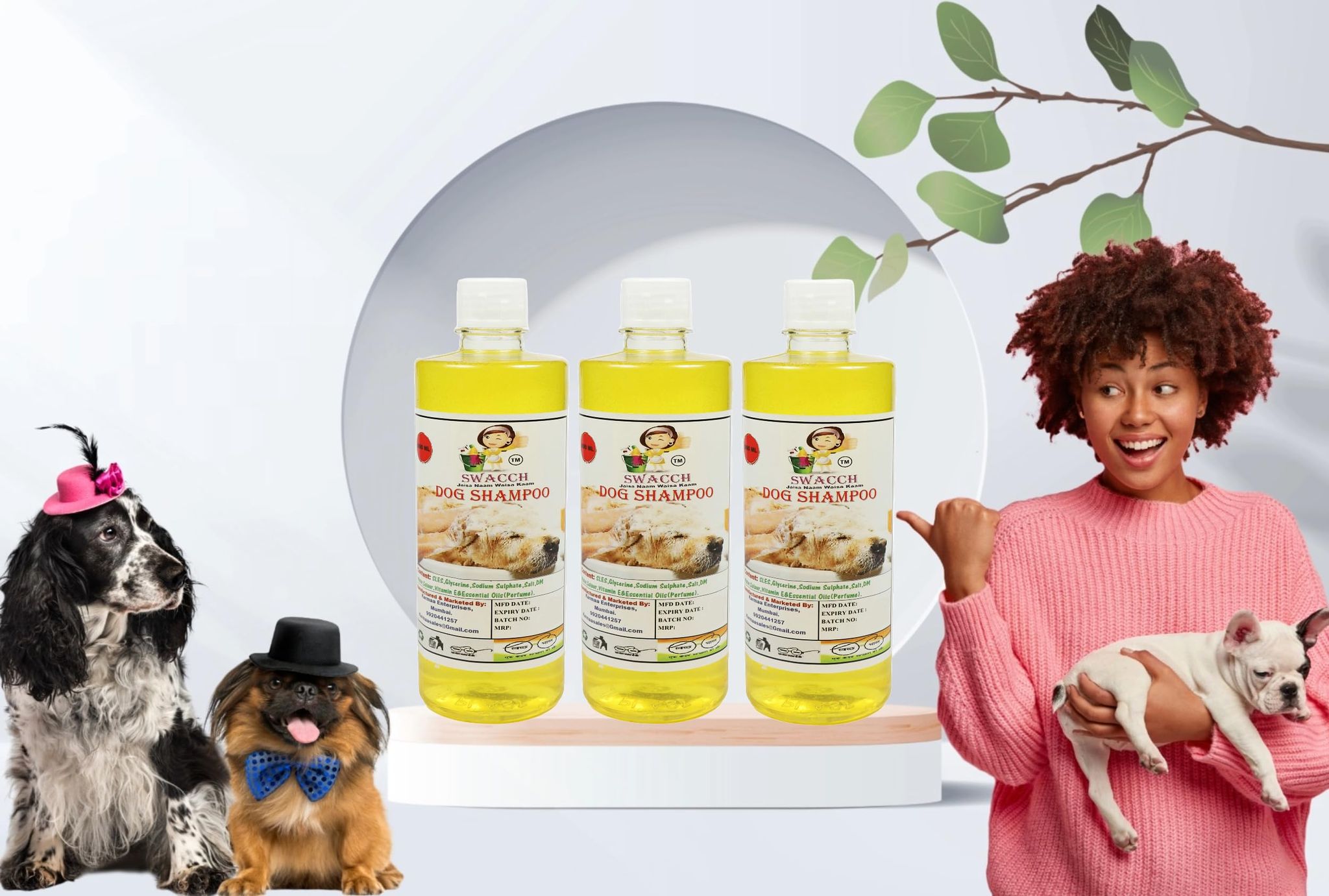 SWACCH Dog Shampoo (500ML) (Combo Pack of 3) Lemon