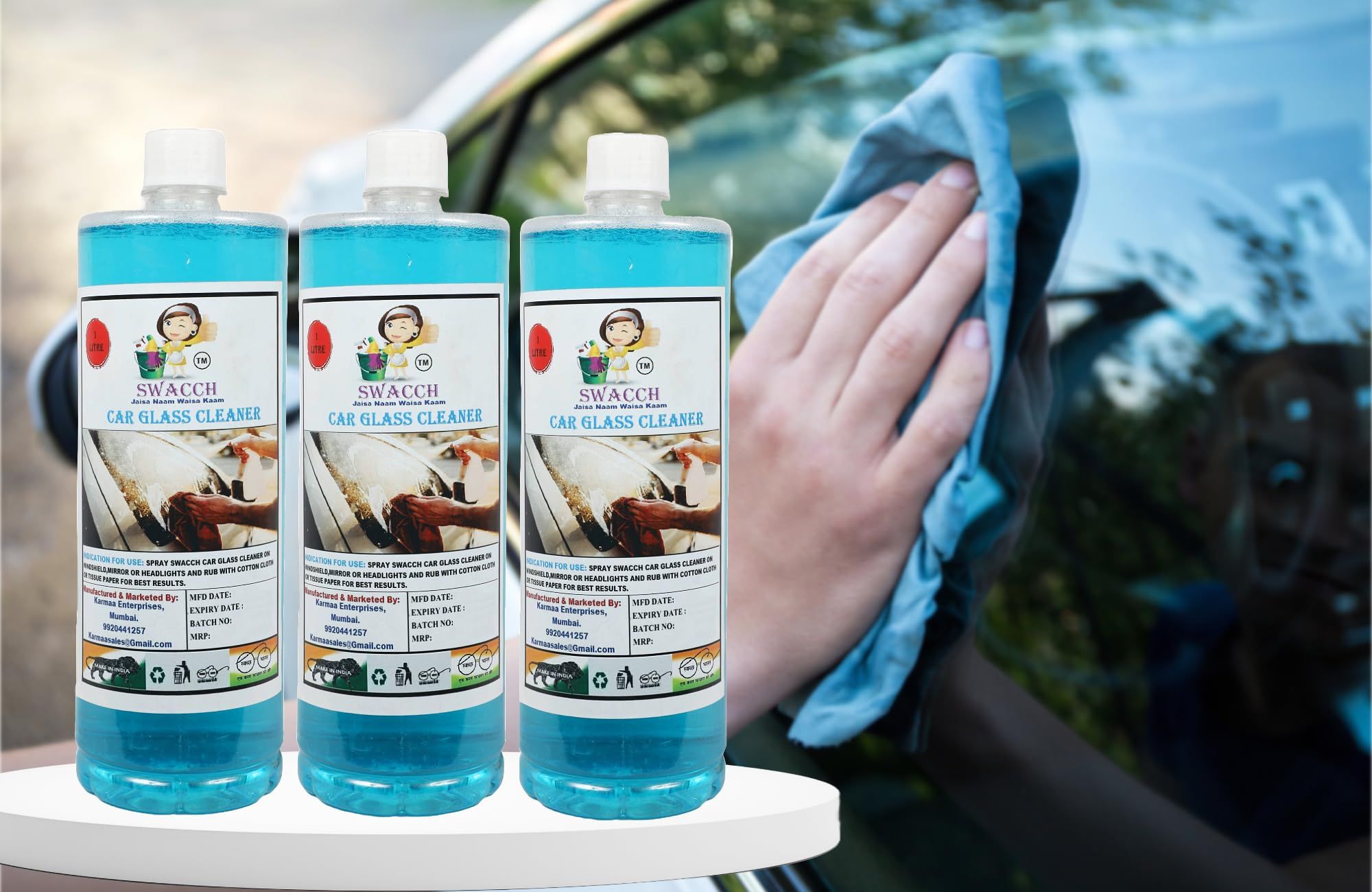 Swacch CAR GLASS CLEANER (1 Litre) (Pack of 3)