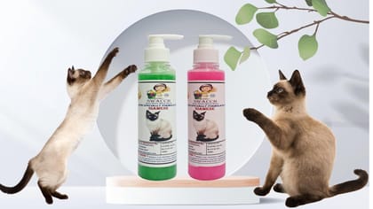 SWACCH Premium Shampoo for Siamese CAT (200ML) (Combo Pack of 2) NEEM ALOVERA & Rose