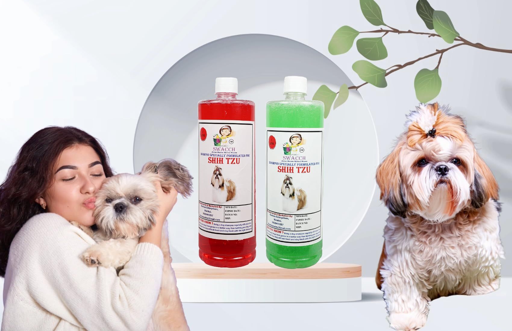 SWACCH Shampoo Specially FORMULATED for Shih TZU (1 Litre) (Combo Pack of 2) Jasmine & NEEM ALOVERA