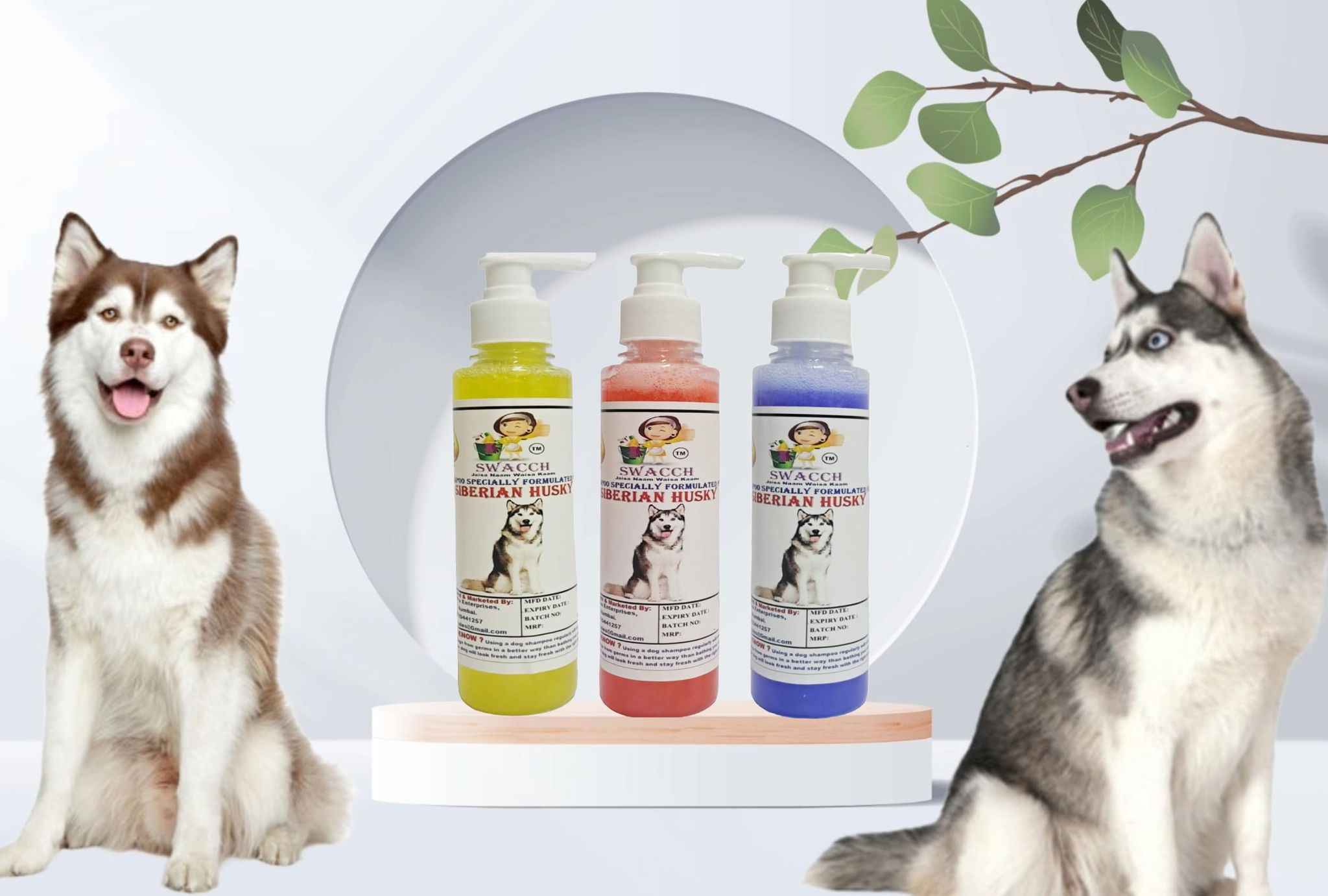 SWACCH Premium Shampoo for Siberian Husky 200ML Combo Pack of 3 Lemon Jasmine Lavender