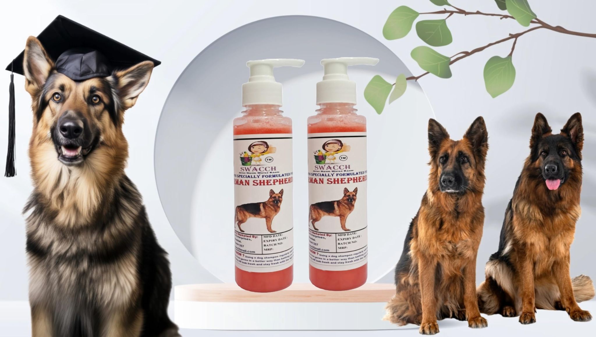 SWACCH Premium Shampoo for German Shepherd (200ML) (Pack of 2) Jasmine