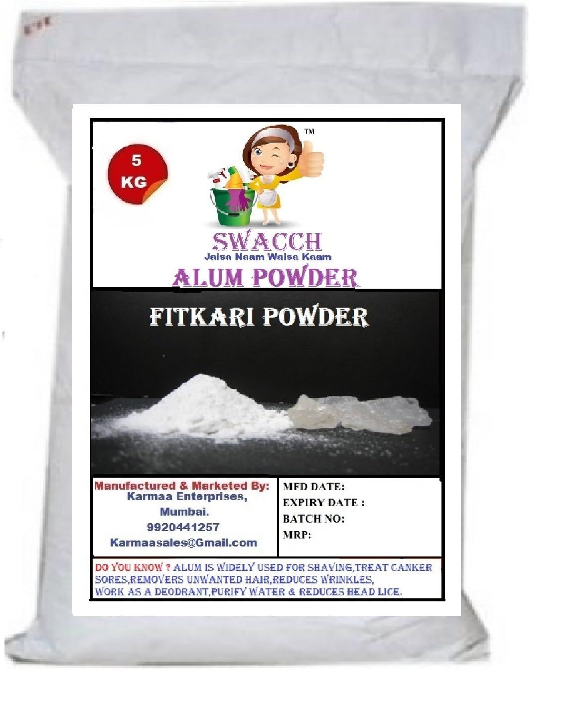 Alum Powder (Fitkari Powder) 5 KG