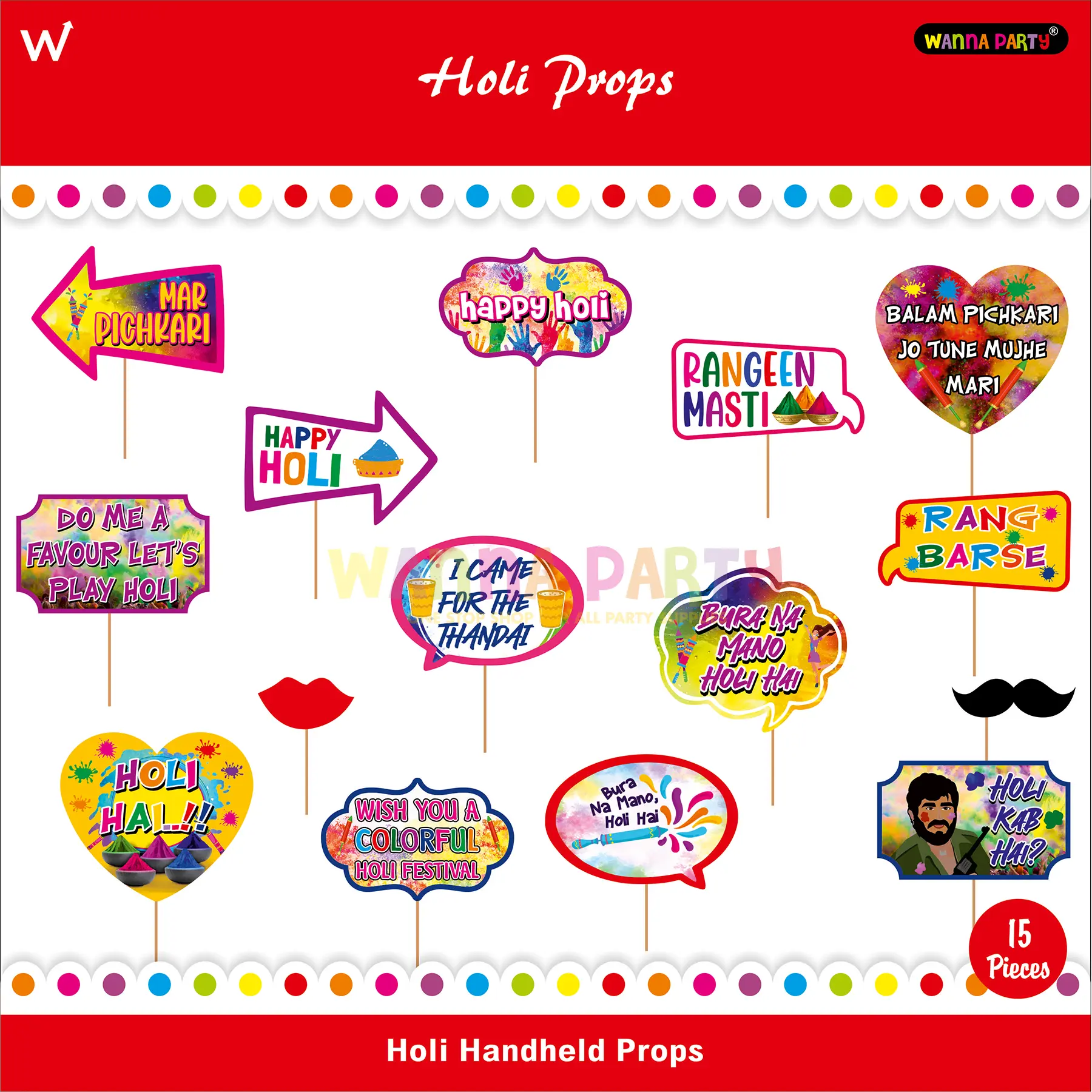 Holi Photo Props -15PC