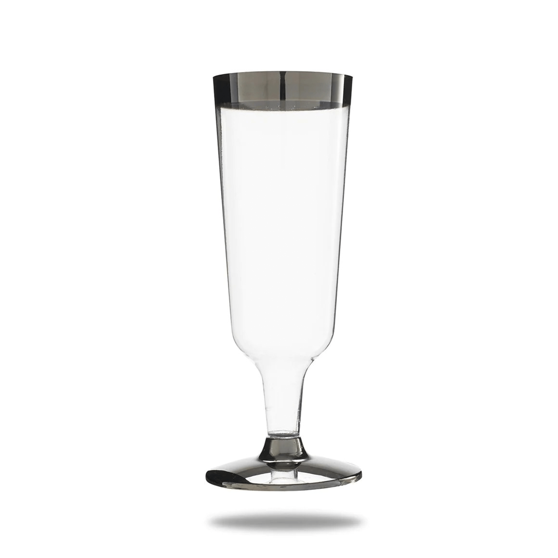 Clear Champagne Flute Glasses with Silver Rim - 6P