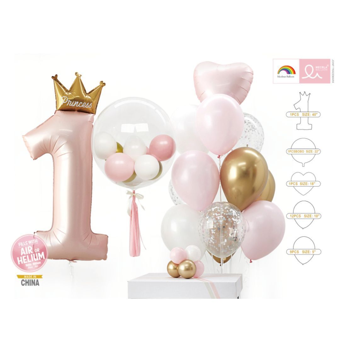 No.1 Princess Crown Balloon with Bobo & Latex Ball