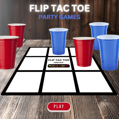 Flip Tac Toe Game with Red & Blue Glasses and Tic Tac Toe Board - 21 PCS