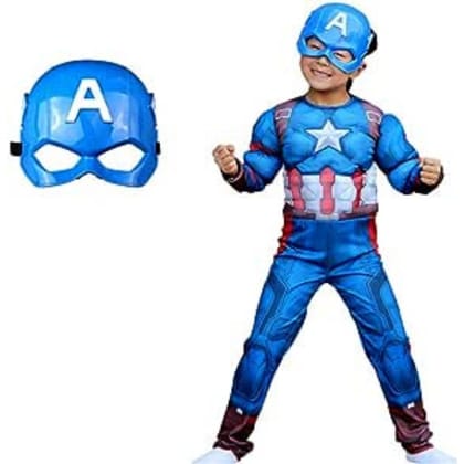 Muscular Captain America Costume Mask with Shield