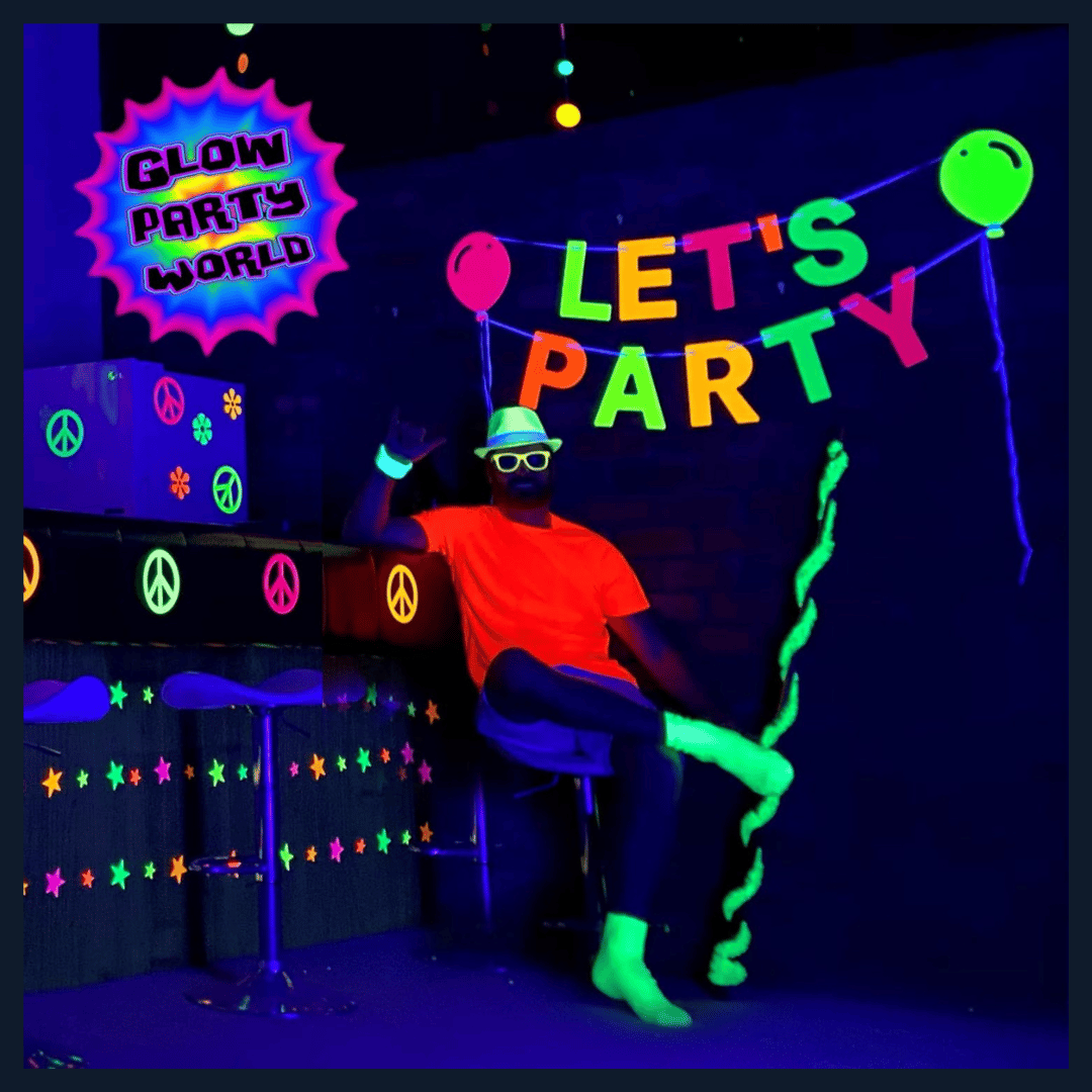 UV Glow in the Dark Let's Party Banner - Over 9 FT