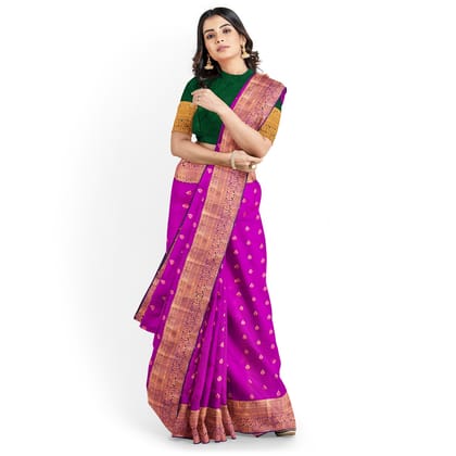 byzantine with green combo 1000 butta semi silk saree