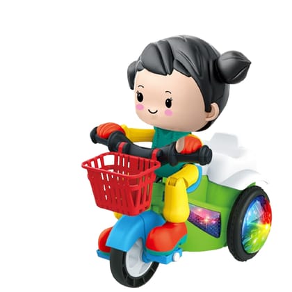 KTRS ENTERPRISE Electric Stunt Tricycle with Lighting and Music Battery Operated Stunt Three-Wheel Motorcycle Vehicle Toys for Kids