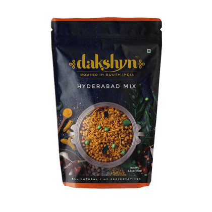 Dakshyn Hyderabad Mix 250g (Pack of 4)| South Indian Snacks | Burnt Garlic Mixture | No Food Chemicals | 100% Natural Ingredients