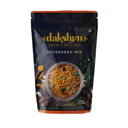 Dakshyn Hyderabad Mix (180g x 4 pack) | South Indian Snack| South Indian Snacks | Burnt Garlic Mixture | No Food Chemicals | 100% Natural Ingredients